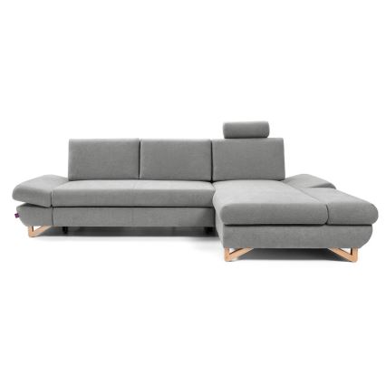 L-förmiges, klappbares Eck-Polstersofa mit Stauraum AVESTA rechts grau