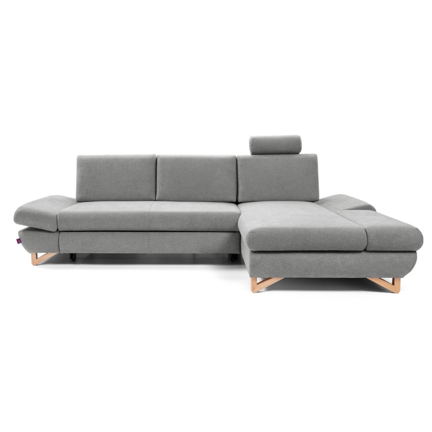 L-förmiges, klappbares Eck-Polstersofa mit Stauraum AVESTA rechts grau