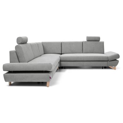 L-förmiges, klappbares Eck-Polstersofa mit Stauraum AVESTA rechts grau