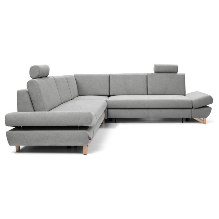 L-förmiges, klappbares Eck-Polstersofa mit Stauraum AVESTA rechts grau