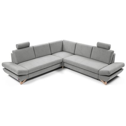 L-förmiges, klappbares Eck-Polstersofa mit Stauraum AVESTA rechts grau