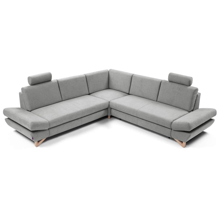 L-förmiges, klappbares Eck-Polstersofa mit Stauraum AVESTA rechts grau
