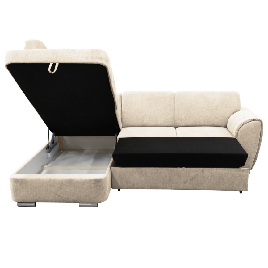L-förmiges, klappbares Eck-Polstersofa SERPA links beige