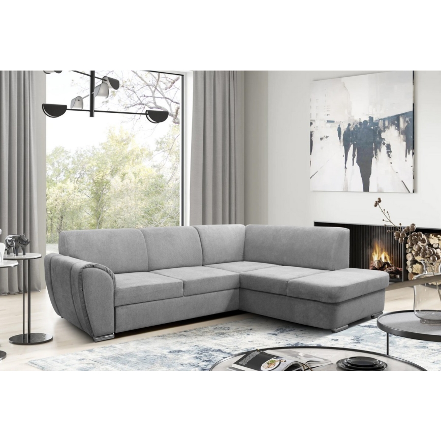 L-förmiges, klappbares Eck-Polstersofa SERPA rechts grau