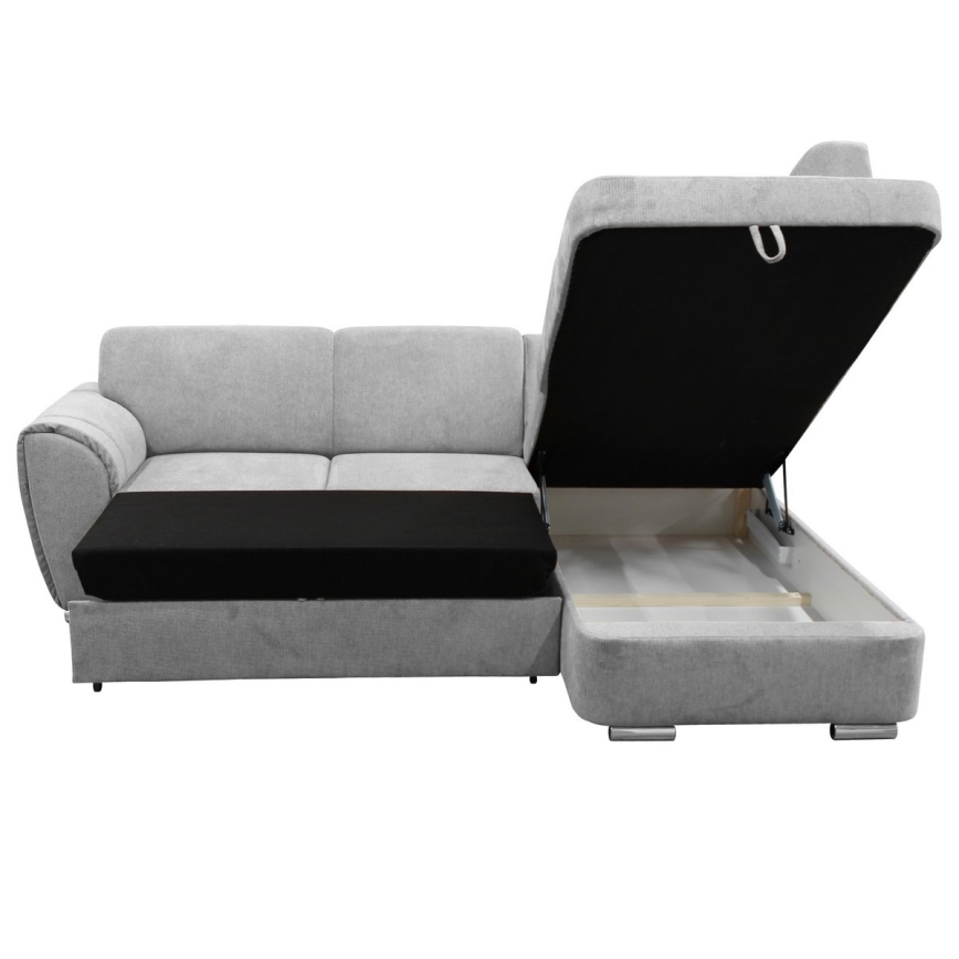 L-förmiges, klappbares Eck-Polstersofa SERPA rechts grau