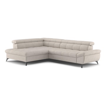 L-förmiges, klappbares Ecksofa MARANO links beige