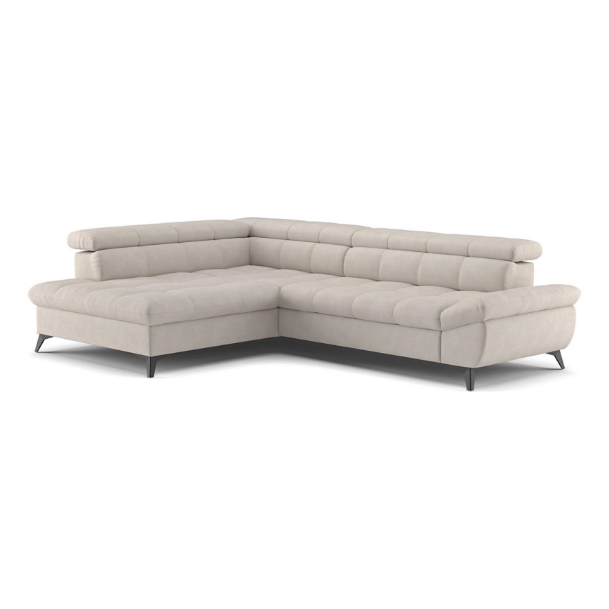 L-förmiges, klappbares Ecksofa MARANO links beige