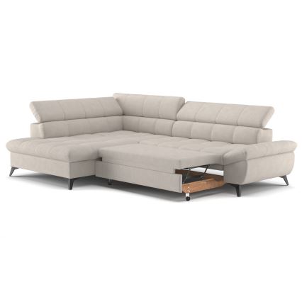 L-förmiges, klappbares Ecksofa MARANO links beige