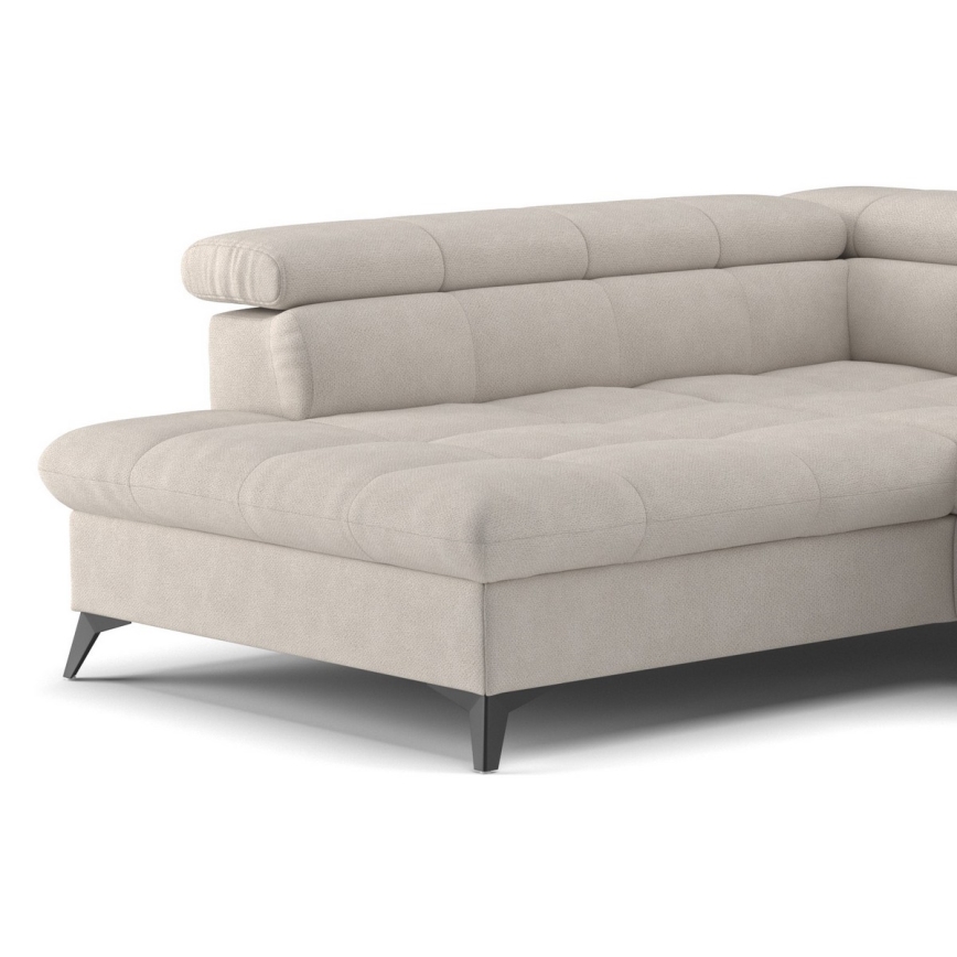 L-förmiges, klappbares Ecksofa MARANO links beige