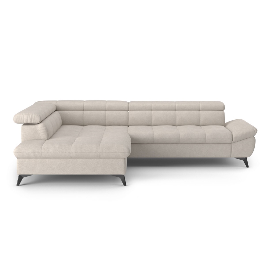 L-förmiges, klappbares Ecksofa MARANO links beige