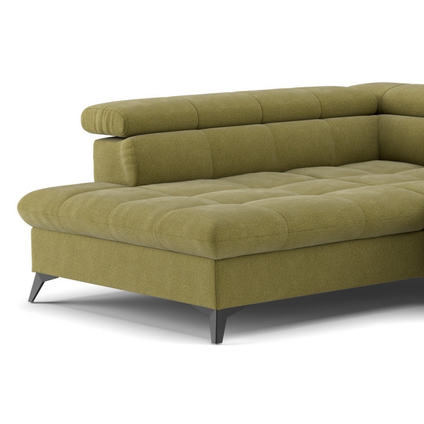 L-förmiges, klappbares Ecksofa MARANO links Olive