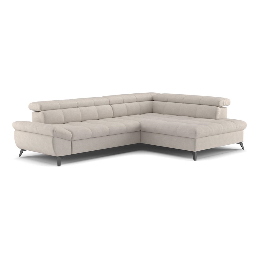L-förmiges, klappbares Ecksofa MARANO rechts beige