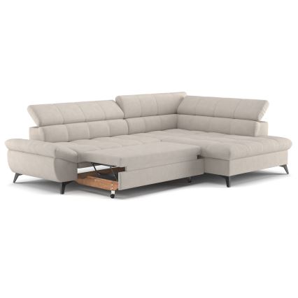 L-förmiges, klappbares Ecksofa MARANO rechts beige