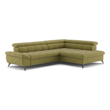 L-förmiges, klappbares Ecksofa MARANO rechts Olive