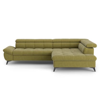 L-förmiges, klappbares Ecksofa MARANO rechts Olive