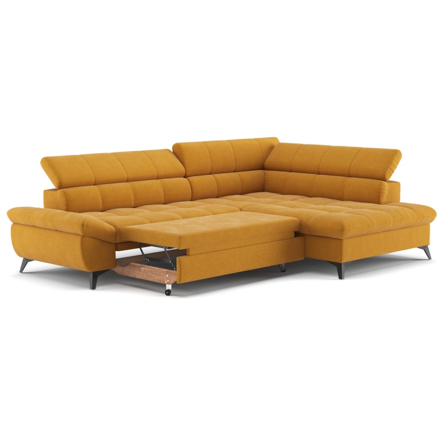 L-förmiges, klappbares Ecksofa MARANO rechts orange