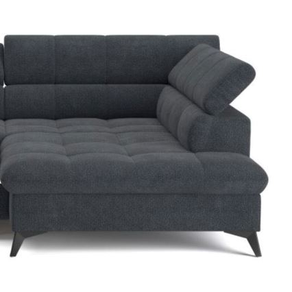 L-förmiges, klappbares Ecksofa MARANO rechts schwarz