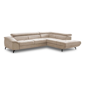 L-förmiges, klappbares Ecksofa mit Stauraum BRESCIA rechts beige