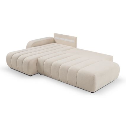 L-förmiges, klappbares Ecksofa mit Stauraum DESIO links beige
