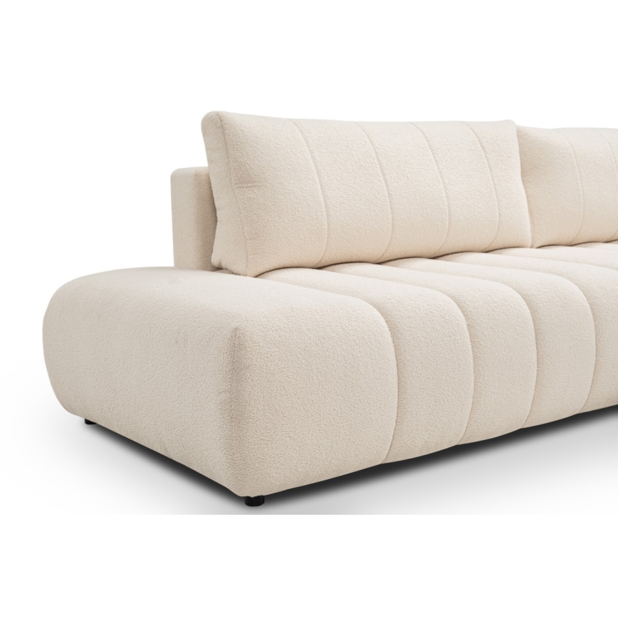L-förmiges, klappbares Ecksofa mit Stauraum DESIO rechts beige