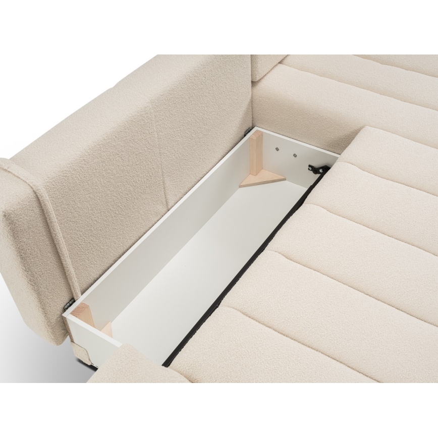 L-förmiges, klappbares Ecksofa mit Stauraum DESIO rechts beige