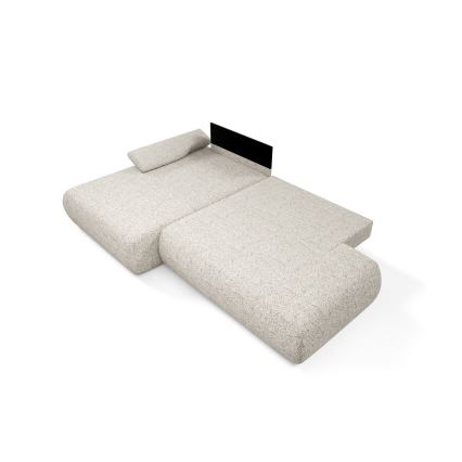 L-förmiges, klappbares Ecksofa mit Stauraum PRATO links beige