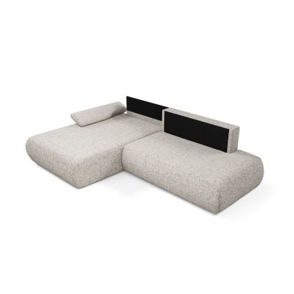 L-förmiges, klappbares Ecksofa mit Stauraum PRATO links beige