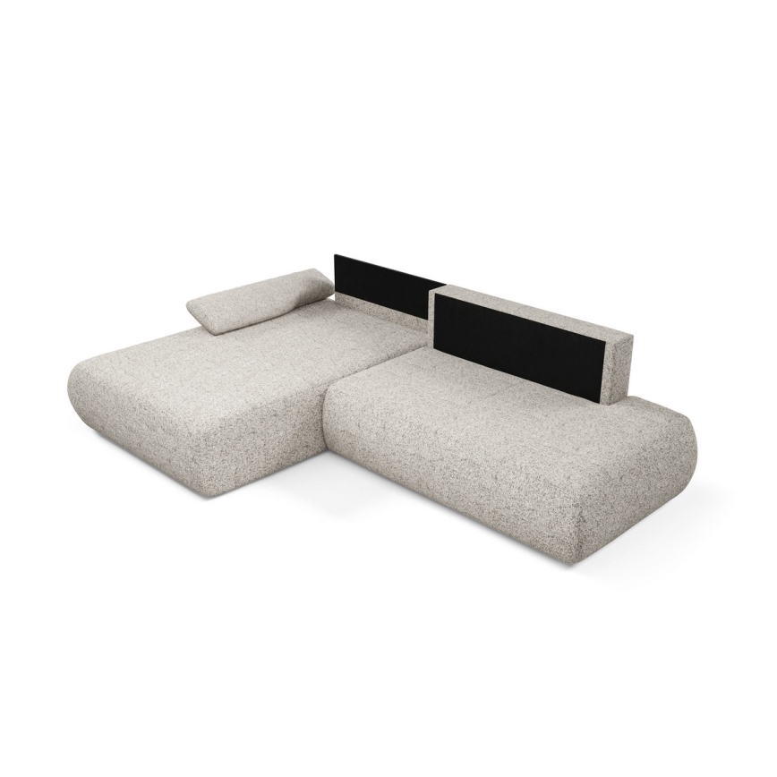 L-förmiges, klappbares Ecksofa mit Stauraum PRATO links beige