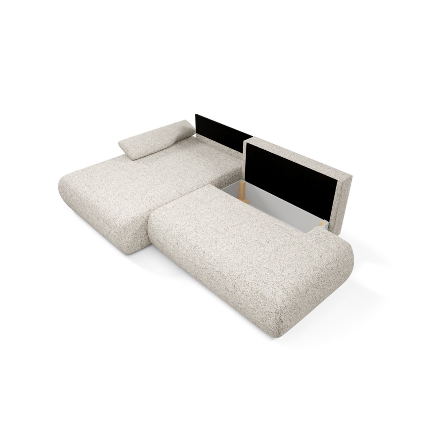 L-förmiges, klappbares Ecksofa mit Stauraum PRATO links beige
