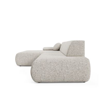 L-förmiges, klappbares Ecksofa mit Stauraum PRATO links beige