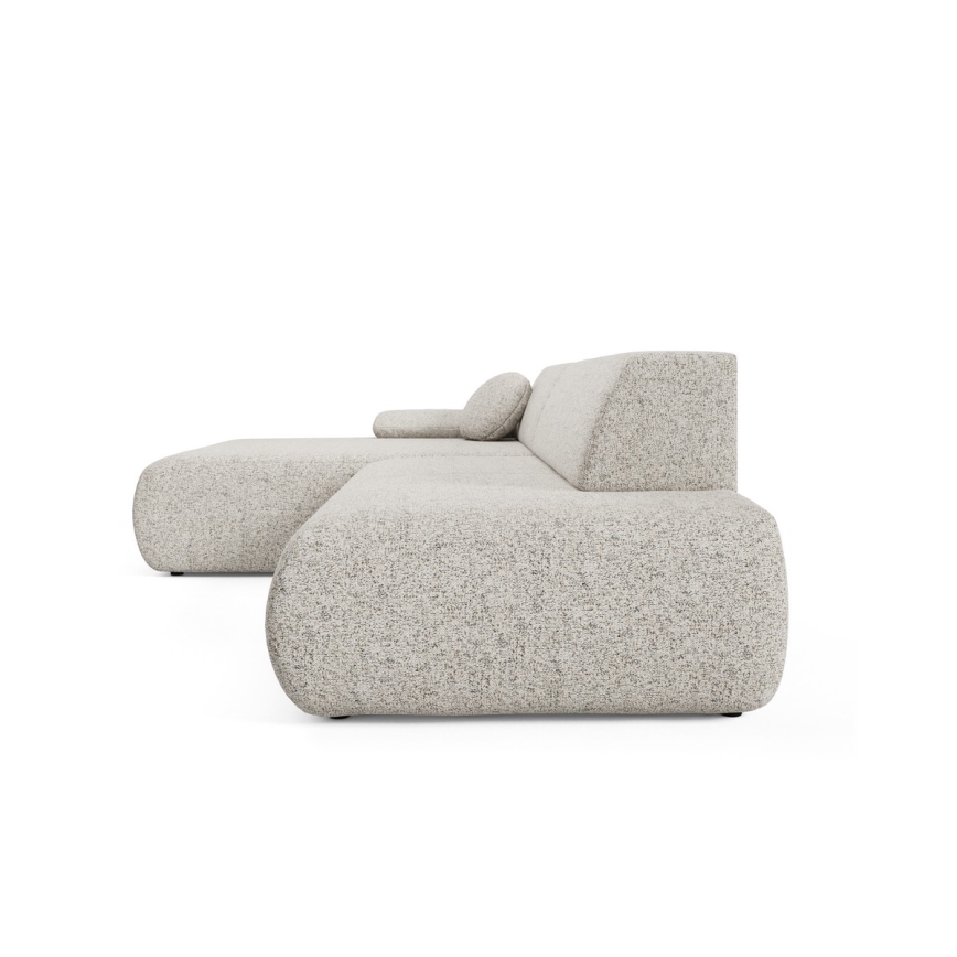 L-förmiges, klappbares Ecksofa mit Stauraum PRATO links beige