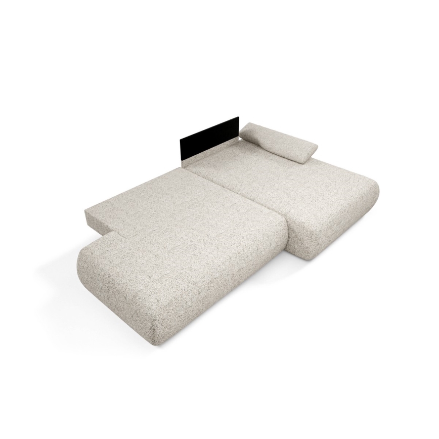 L-förmiges, klappbares Ecksofa mit Stauraum PRATO rechts beige