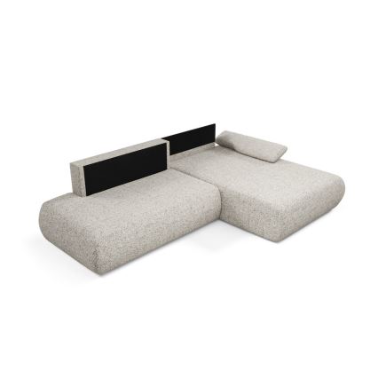 L-förmiges, klappbares Ecksofa mit Stauraum PRATO rechts beige