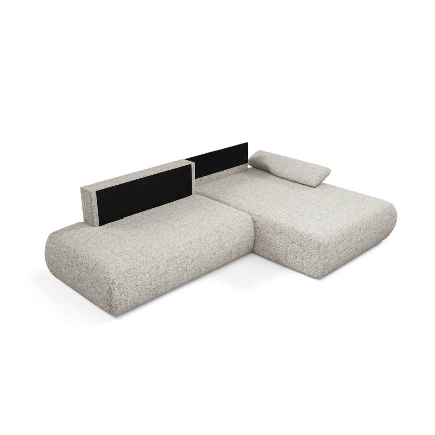 L-förmiges, klappbares Ecksofa mit Stauraum PRATO rechts beige