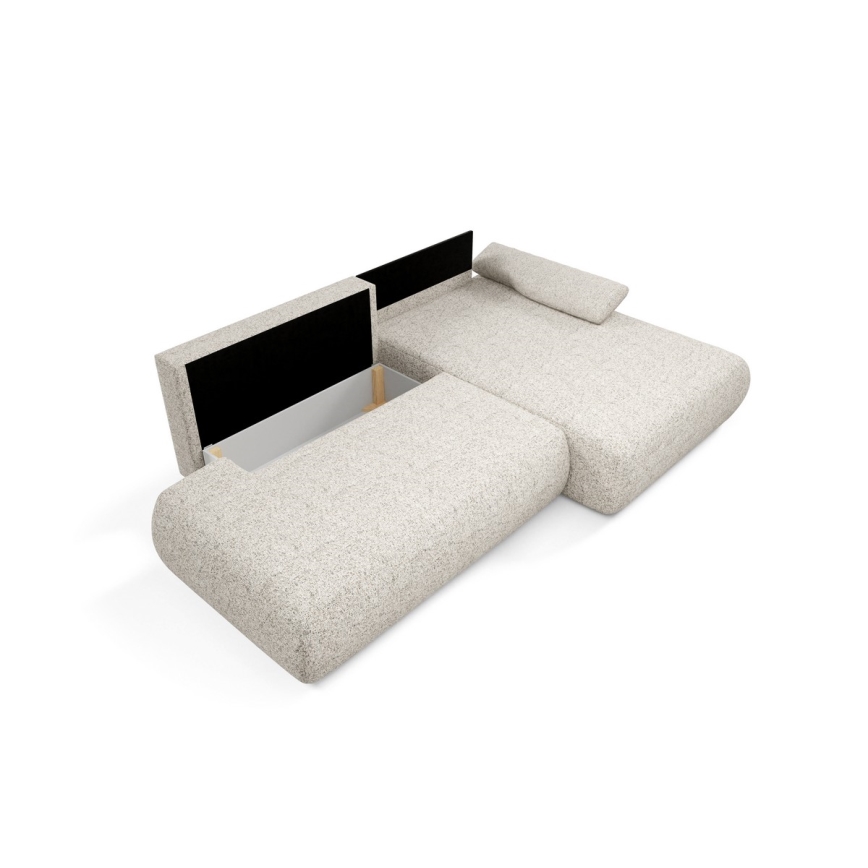 L-förmiges, klappbares Ecksofa mit Stauraum PRATO rechts beige