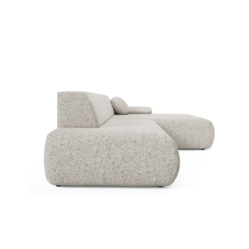 L-förmiges, klappbares Ecksofa mit Stauraum PRATO rechts beige