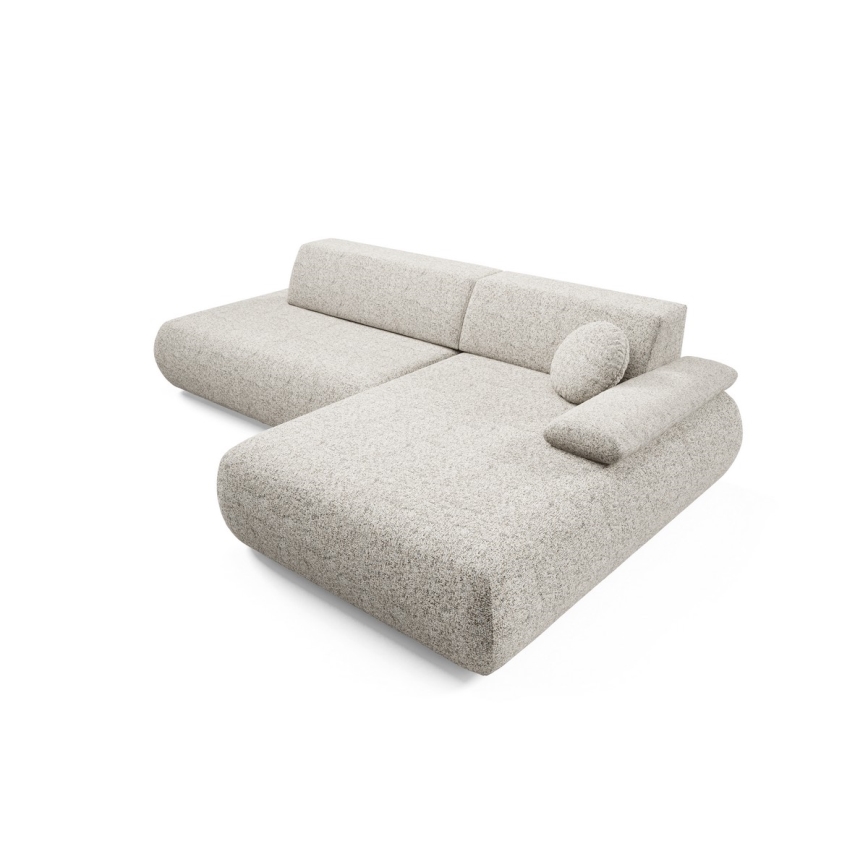 L-förmiges, klappbares Ecksofa mit Stauraum PRATO rechts beige