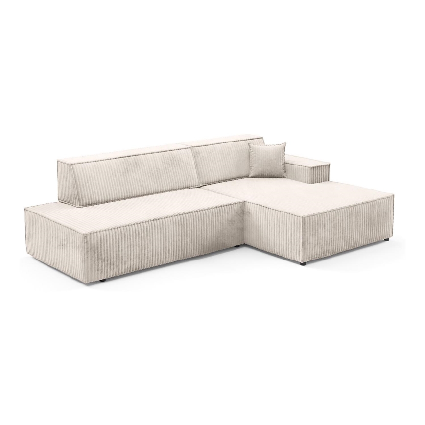L-förmiges, klappbares Ecksofa mit Stauraum TERAMO rechts beige
