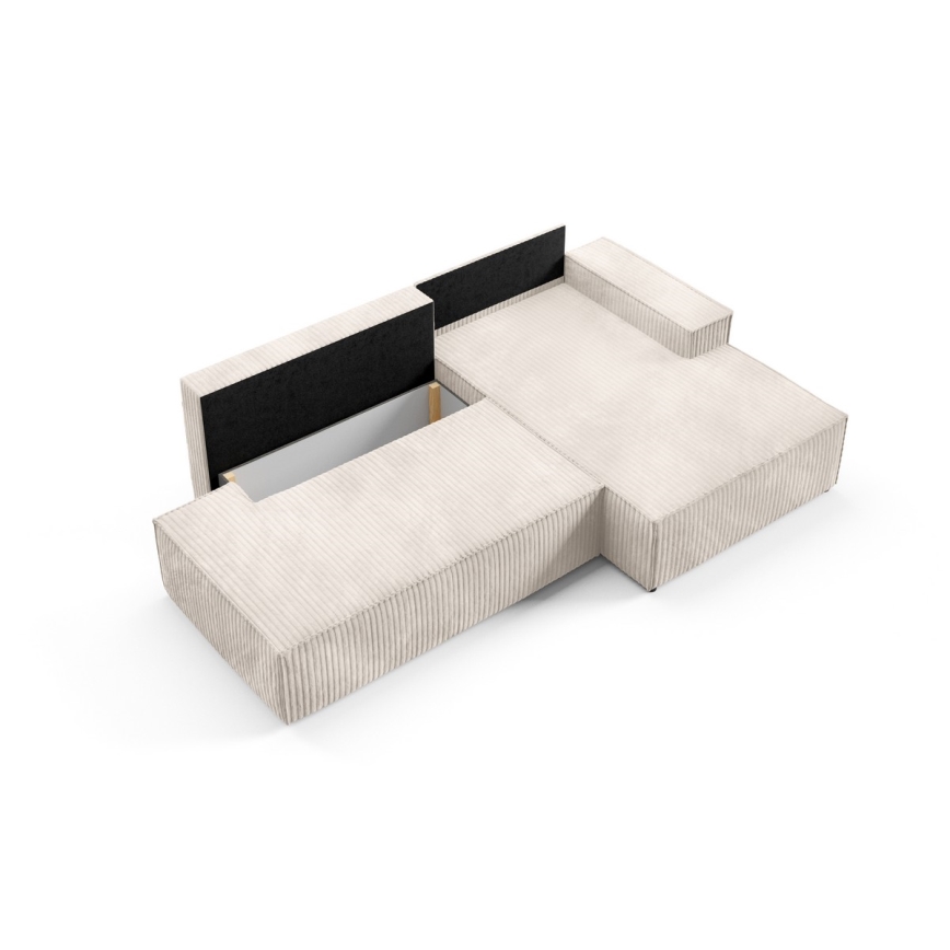 L-förmiges, klappbares Ecksofa mit Stauraum TERAMO rechts beige