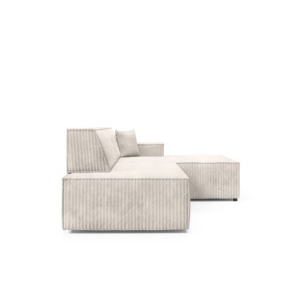 L-förmiges, klappbares Ecksofa mit Stauraum TERAMO rechts beige