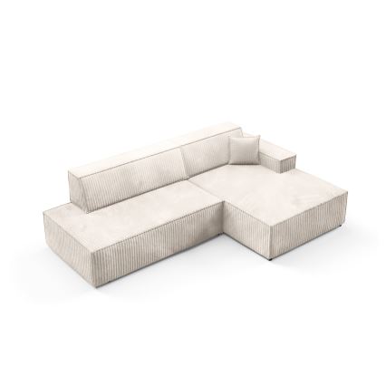 L-förmiges, klappbares Ecksofa mit Stauraum TERAMO rechts beige