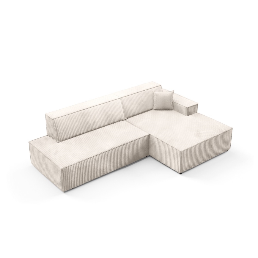 L-förmiges, klappbares Ecksofa mit Stauraum TERAMO rechts beige