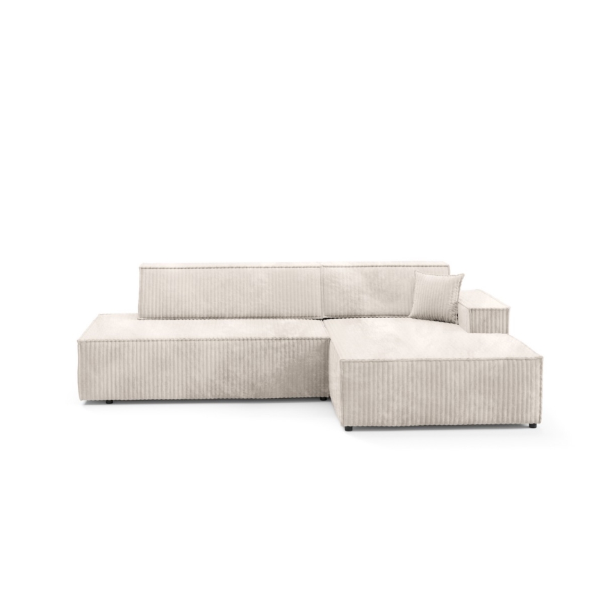 L-förmiges, klappbares Ecksofa mit Stauraum TERAMO rechts beige