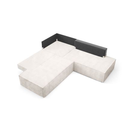L-förmiges, klappbares Ecksofa mit Stauraum TERAMO rechts beige