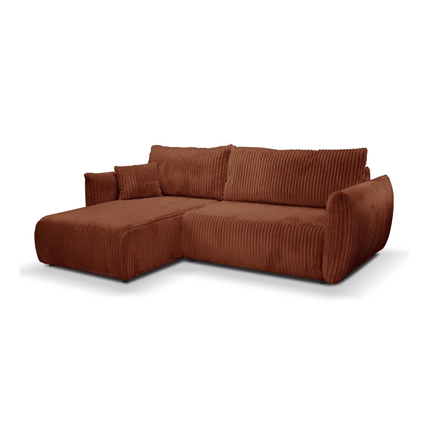 L-förmiges, universelles Eck-Klappsofa mit Stauraum FRIDA braun