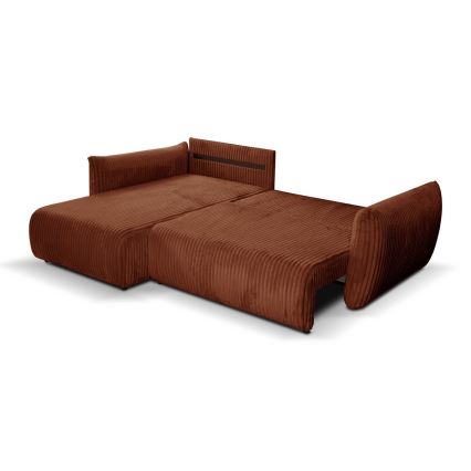 L-förmiges, universelles Eck-Klappsofa mit Stauraum FRIDA braun