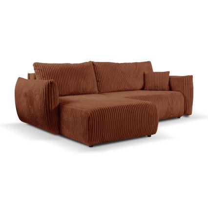 L-förmiges, universelles Eck-Klappsofa mit Stauraum FRIDA braun