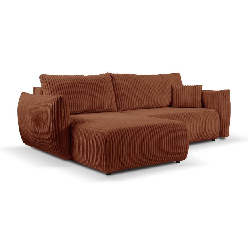 L-förmiges, universelles Eck-Klappsofa mit Stauraum FRIDA braun