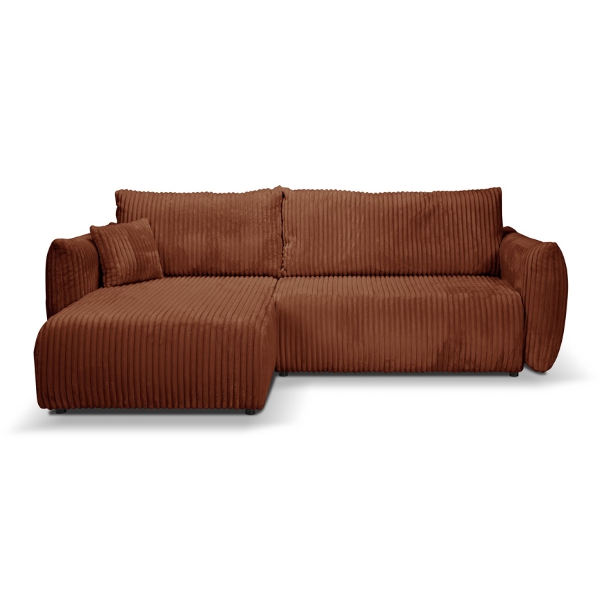 L-förmiges, universelles Eck-Klappsofa mit Stauraum FRIDA braun