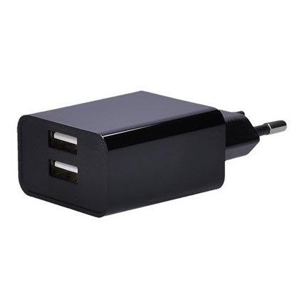 Ladeadapter 2xUSB/3100mA/230V schwarz